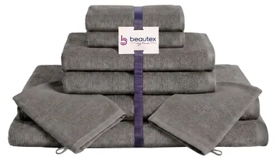 Produktbild von BEAUTEX Handtuch-Set Premium Frottier Sets, 100% Baumwolle 550g/m²,Dunkelgrau,Set: 2 Handtücher - 50x100 cm