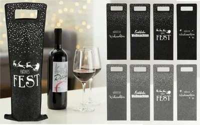Produktbild von 8 Stück Flaschentüten aus Filz Weihnachten Geschenktaschen