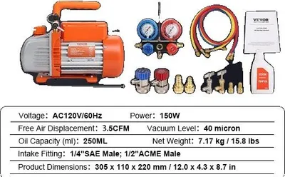 Produktbild von HVAC-Vakuumpumpe, 3,5 CFM, 4 CFM, 40 Mikron, 35CFM A2L, EU
