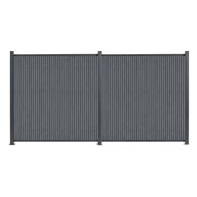 Produktbild von MinteChill WPC Gartenzaun, Sichtschutzzaun Komplettset Anthrazit 353x185cm Alu-Pfosten