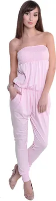 Produktbild von Damen Jumpsuits Bandeau Overall mit Taschen 7/8; Puderrosa/L/XL 40/42
