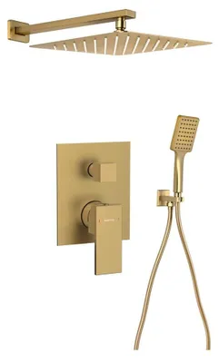 Produktbild von CUBEMIX Unterputz-Brausegarnitur mit Armatur, 2 Abgänge, Gold matt