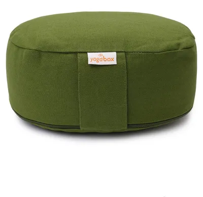 Produktbild von yogabox Yogilino® Reise Meditationskissen mini oval BASIC - olivgrün 26 x 21 x 9 cm Buchweizenschalen
