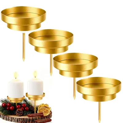 4er-Set Kerzenhalter für Adventskranz, Gold, 8 cm