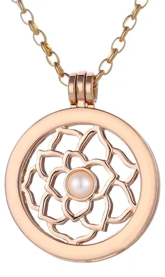 Produktbild von Morella Damen Halskette gold 70 cm Edelstahl mit Amulett und Coin 33 mm Lotusblume in Schmuckbeutel