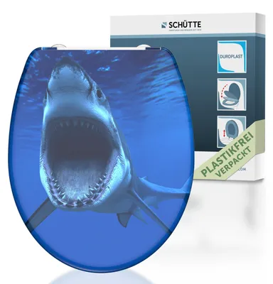 Produktbild von SCHÜTTE WC Sitz SHARK, Duroplast Toilettendeckel mit Absenkautomatik und Schnellverschluss, Klobrille