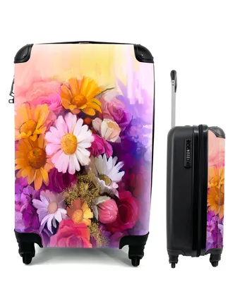 Produktbild von MuchoWow® Koffer Handgepäck Trolley Rollkoffer Kleine Reisekoffer mit 4 Rollen - Blumen - Impressionismus - Ölfarbe - Cabin Size < 55x40x23 cm & 55x40x20 cm - Fotokoffer - Kabinenkoffer - Boardgepäck - Reise-Box - Reisekoffer - Reisegepäck - Koffer mit Bild - Trolley für Kinder