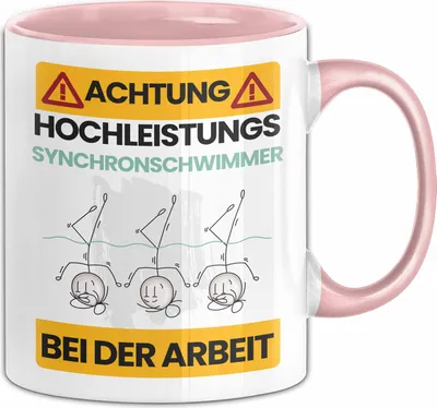 Produktbild von Synchronschwimmer Tasse Geschenk Lustiger Spruch Geschenkidee für Synchronschwimmer Achtung Hochleistungs Synchronschwimmer Bei Der Arbeit (Rosa)