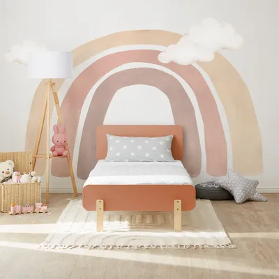Produktbild von Homestyle4u Holzbett 90x200 Kinder mit Lattenrost und Matratze mit  Standard 100 Kinderbett Rot Jugendbett Kiefer Massivholz