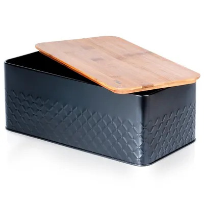 Produktbild von Stahlbrotlaib mit Holzbrett schwarz33.5x18.5x12.5cm