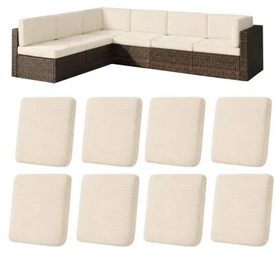 8-teiliges Outdoor-Kissenbezug-Set, Stretch, beige