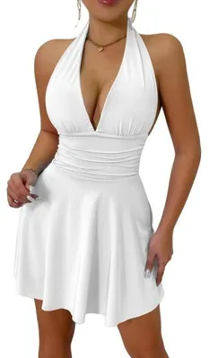 Imagen del producto de Vestido mini sin espalda para mujer, con cintura alta, ideal para fiestas