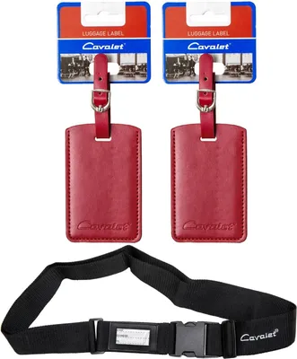 Immagine prodotto di Set di cinghie per bagagli e 2 etichette rosse, regolabili, resistenti