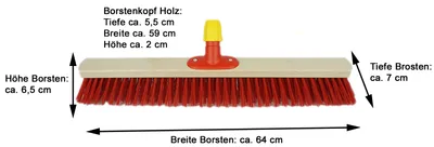 Immagine prodotto di Novaliv scopa da strada 60 cm I scopa con manico in legno I Elaston rosso I scopa industriale scopa da giardino scopa da cortile scopa con manico scopa da sala esterna scopa da terrazzo scopa da esterno