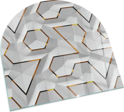 Produktbild von Geometrisches 3D-Muster – Glasbodenplatte für – Kaminofen – Kaminplatte Glas – Schutzglas – Funkenschutzplatte –Glasbodenplatte Feuerfeste – Hitzeschutzplatte – Bodenschutz aus Glas – 100x100 cm