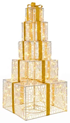 Imagen del producto de vidaXL Caja de regalo navideña con luces LED, apilable, 250 LEDs, luz blanca cálida