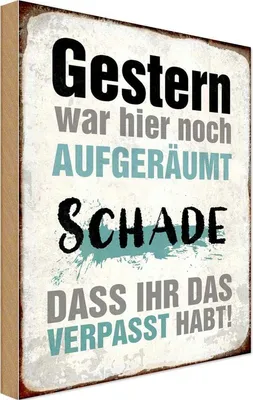 Produktbild von vianmo Holzschild 30x20 cm Gestern war hier noch aufgeräumt Dekoration