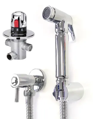Thermostat-Bidet-Dusche, verchromt, Messing-Sprühkopf, 1,2 m Schlauch