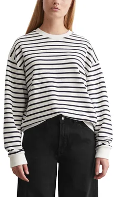 Produktbild von Marc O'Polo Denim Damen Sweatshirt aus Baumwolle gestreift, Blau (Dark Blue