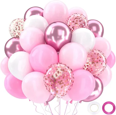 Image de Fête d'anniversaire avec des ballons roses - Ballons de fête