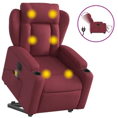 Produktbild von Elektrischer Massagesessel mit Aufstehhilfe Weinrot Stoff