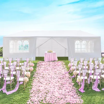 Produktbild von Pavillon mit 8 abnehmbaren Seitenwänden Wasserdichtes Festzelt Gartenzelt Gartenpavillon für Camping Garten Hochzeit 3 x 9m Weiß