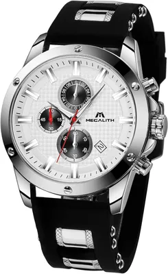 Produktbild von Sportliche Herrenuhr Chronograph Analog, große wasserdichte Armbanduhr für Männer mit leuchtenden Zeigern, Datum, Gummiarmband, modisches Design