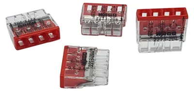 Image de Wago, lot de 50 connecteurs COMPACT, section de câble de 0,5 à 2,5 mm², 4 pôles, transparent/rouge, référence 2273-204