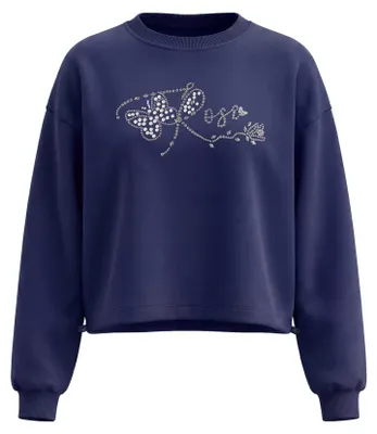 Produktbild von Damen Sweatshirt mit regulärer Passform und Strickstruktur, blau, Größe S