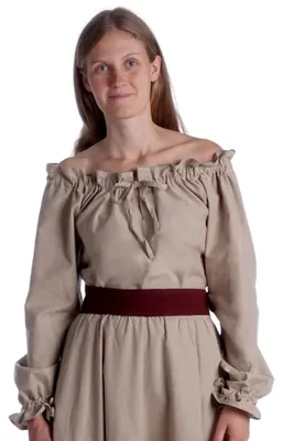 Zdjęcie produktu dla HEMAD, bluzka damska w stylu średniowiecznym, 100% bawełna, bluzka z sznurkami. Model: Gotelinde, len
