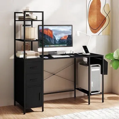 Produktbild von Schreibtisch mit integrierter Ladestation und LED-Beleuchtung – Computerarbeitsplatz mit Stauraum – 152 cm breit
