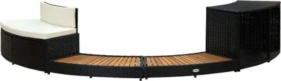 Immagine prodotto di vidaXL Bordo per vasca idromassaggio in poly rattan nero e legno massiccio di acacia