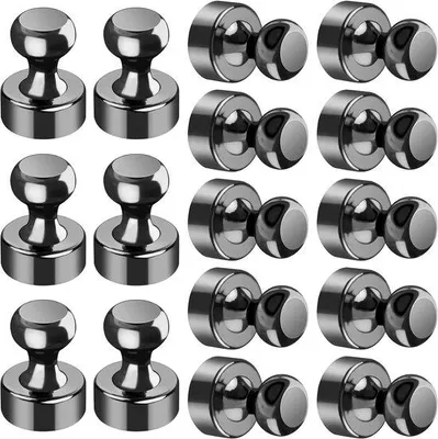 Image de Aimants néodyme puissants, lot de 16, noirs, pour tableau blanc, cuisine, bureau