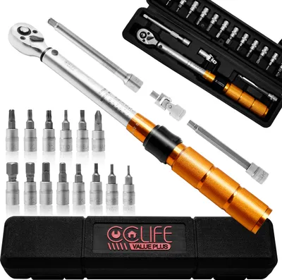 Produktbild von CCLIFE Drehmomentschüssel Fahrrad & Motorrad 1/4 Zoll, inklusive Innensechskant und Torx-Bits