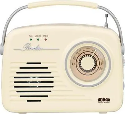 Produktbild von Silva Homeline Radio, beige, USB, SD, AUX-In, Kopfhörer, 20W, FM, MONO, Modell 1965, B21xH19.5xT6.5 cm, Netz-/Batteriebetrieb, Teleskopantenne, Tragegriff