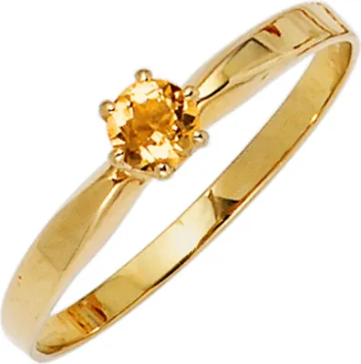 Produktbild von Ring Damenring mit Citrin gelb-orange & 585 Gold Gelbgold schlicht Innenumfang 52mm  Ø16.6mm