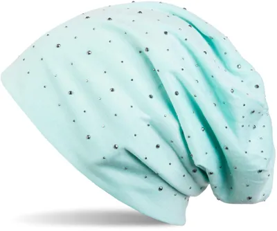 Produktbild von styleBREAKER Damen Beanie Mütze mit edler Strass-Nieten Applikation, Longbeanie Slouch 04024037