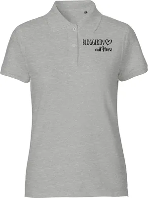 Produktbild von Huuraa Damen Polo Shirt Bloggerin mit Herz M Sport Grey Bio Baumwolle Fairtrade Poloshirt Geschenkidee