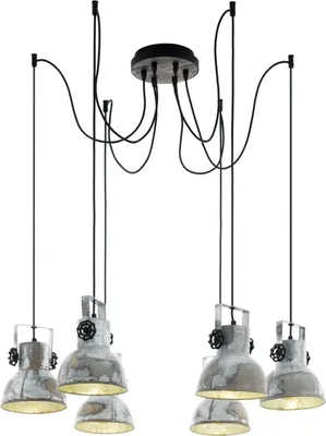 Immagine prodotto di Lampada a sospensione Barnstaple a 6 luci in legno patinato marrone, nero, zinco Eglo 49732