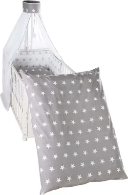 Produktbild von roba Kinderbettgarnitur 4-tlg  'Little Stars', Bettwäsche 100x135 (Decke & Kissen), Nestchen, Himmel