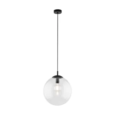 Obrázek produktu pro Závěsné svítidlo kovové sklo E27 kulaté Ø 35 cm V: max. 175 cm černé kulové stínidlo Moderní závěsné svítidlo
