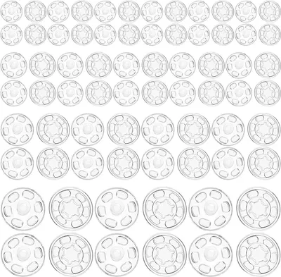 Produktbild von 100 Paar Druckknöpfe,Druckknöpfe zum Annähen,Druckknopf zum Anähen,Druckknopf Annähen Unsichtbare,Kunststoff Druckknöpfe Transparent,für Nähen von Kleidung,DIY,Handwek,7.5mm,12.5mm,15mm,20mm