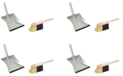 Produktbild von Novaliv 4x Kehrgarnitur Set I feine Kunstborsten I Kehrschaufel mit Gummilippe I Kehrset Kehrblech Handbesen Handkehrset Handfeger und Schaufel dustpan and brush Besen Schaufel
