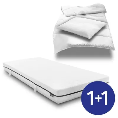 Immagine prodotto di Materasso a molle insacchettate Sleezzz Superior 90 x 200 cm, altezza 18 cm, grado di rigidità H3 + set da letto in microfibra CloudComfort Basic 135 x 200 cm + 80 x 80 cm