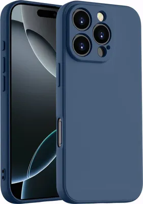 Produktbild von Hülle für iPhone 16 Pro Max Slim Liquid Silikon Gel Gummi Stoßfest Schutzhülle Dunkelblau