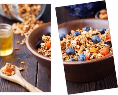 Produktbild von Spritzschutz Herdabdeckplatte Schneidebrett aus Glas Tee und Müsli 2-Teilig (60x52cm)