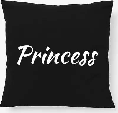 Produktbild von Huuraa Kissen Princess Schriftzug 40x40cm mit Füllung Black Baumwolle Dekokissen Geschenkidee