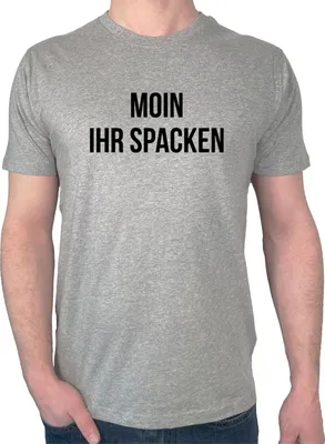 Produktbild von Huuraa Herren T-Shirt Moin ihr Spacken Spruch M Sport Grey Bio Baumwolle Fairtrade Herrenshirt Geschenkidee