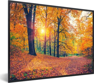 Produktbild von MuchoWow® Gerahmtes Poster Bäume - Herbst - Wald - Herbstliche Blätter 40x30 cm - Poster mit Schwarzem Bilderrahmen Wandposter Rahmen Foto Bilder - Kunstposter - Wanddekorationen