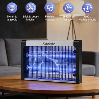 Produktbild von FATABETA Elektrischer UV-Insektenvernichter – Giftfrei, geruchlos & 360° Schutz – Lockt und bekämpft Mücken, Motten, Fliegen und andere Fluginsekten, ideal für Innenräume bis 150 m²